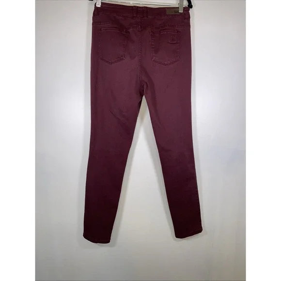 Liz Claiborne Womens Burgundy Soft  Pants Size 8 Stretch Cotton Twill Mid Rise - Picture 9 of 11
